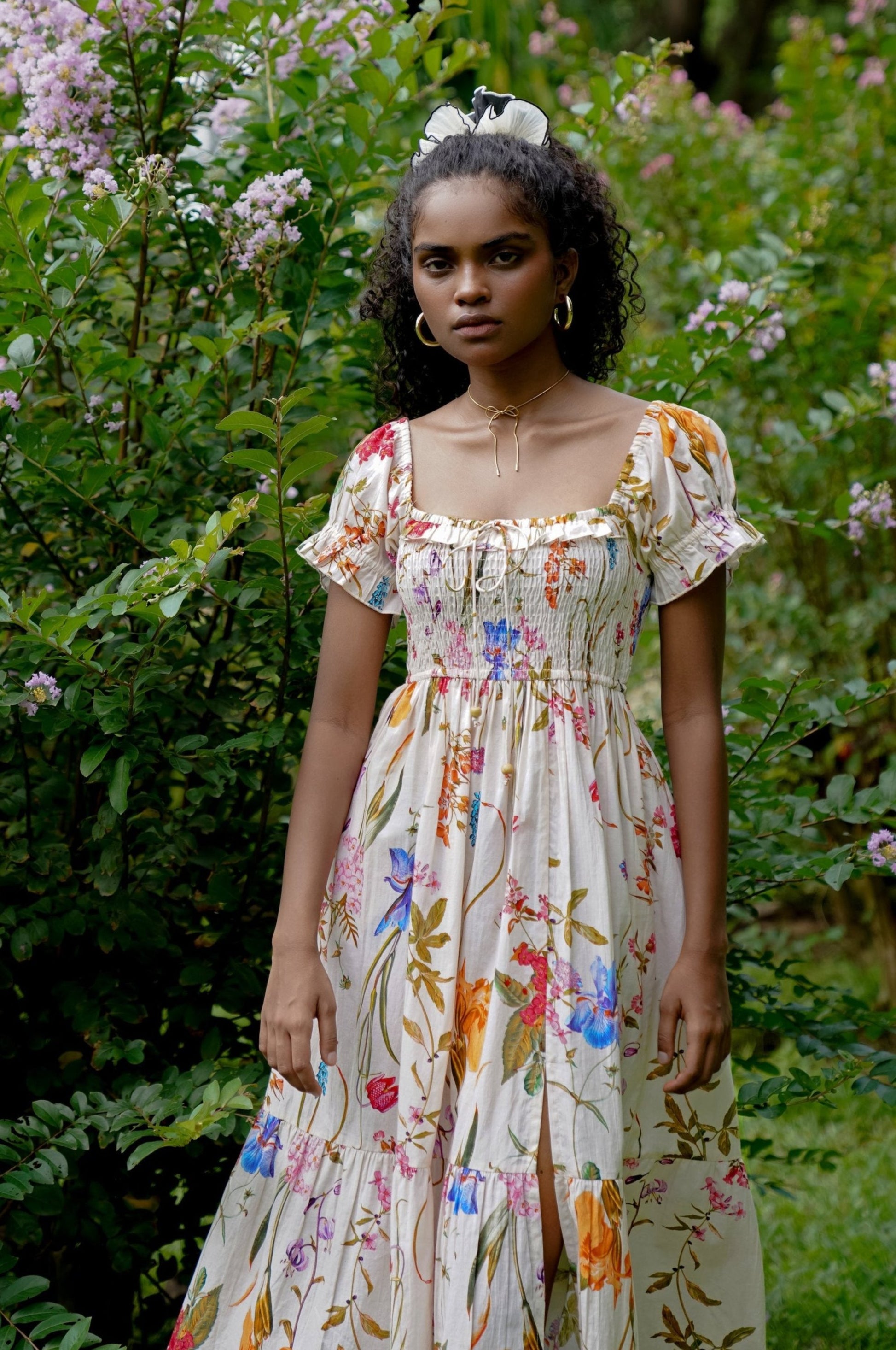 Front picture of floral midi dress