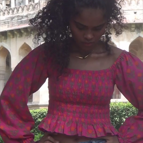 video picture of pink floral crop top