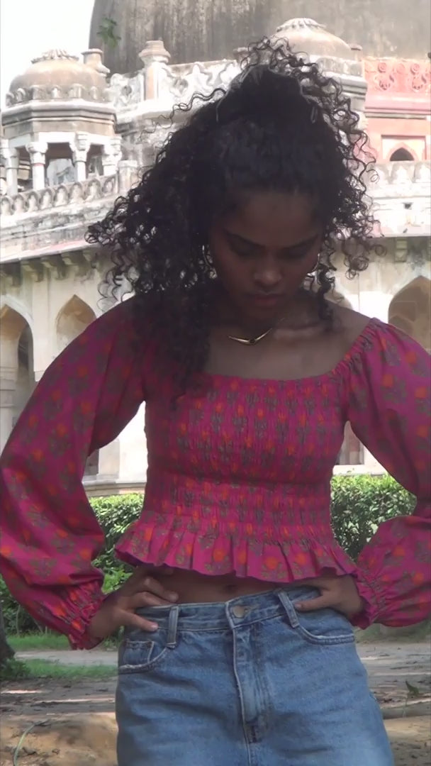 video picture of pink floral crop top